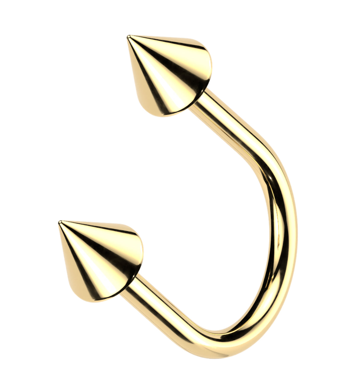 Gold PVD Spike U-Shape Titanium Threadless Circular Barbell