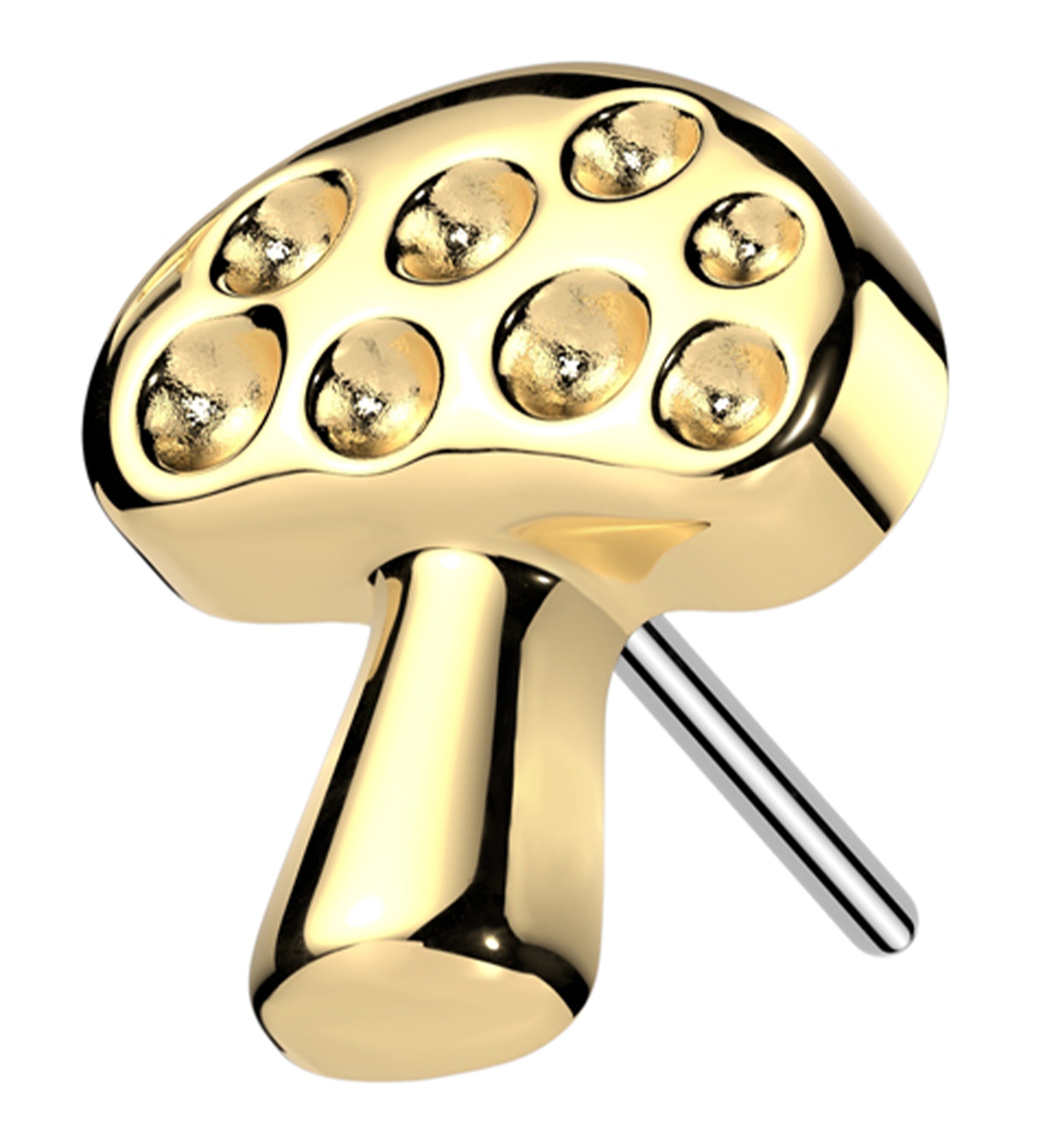 Gold PVD Spotted Mushroom Titanium Threadless Top