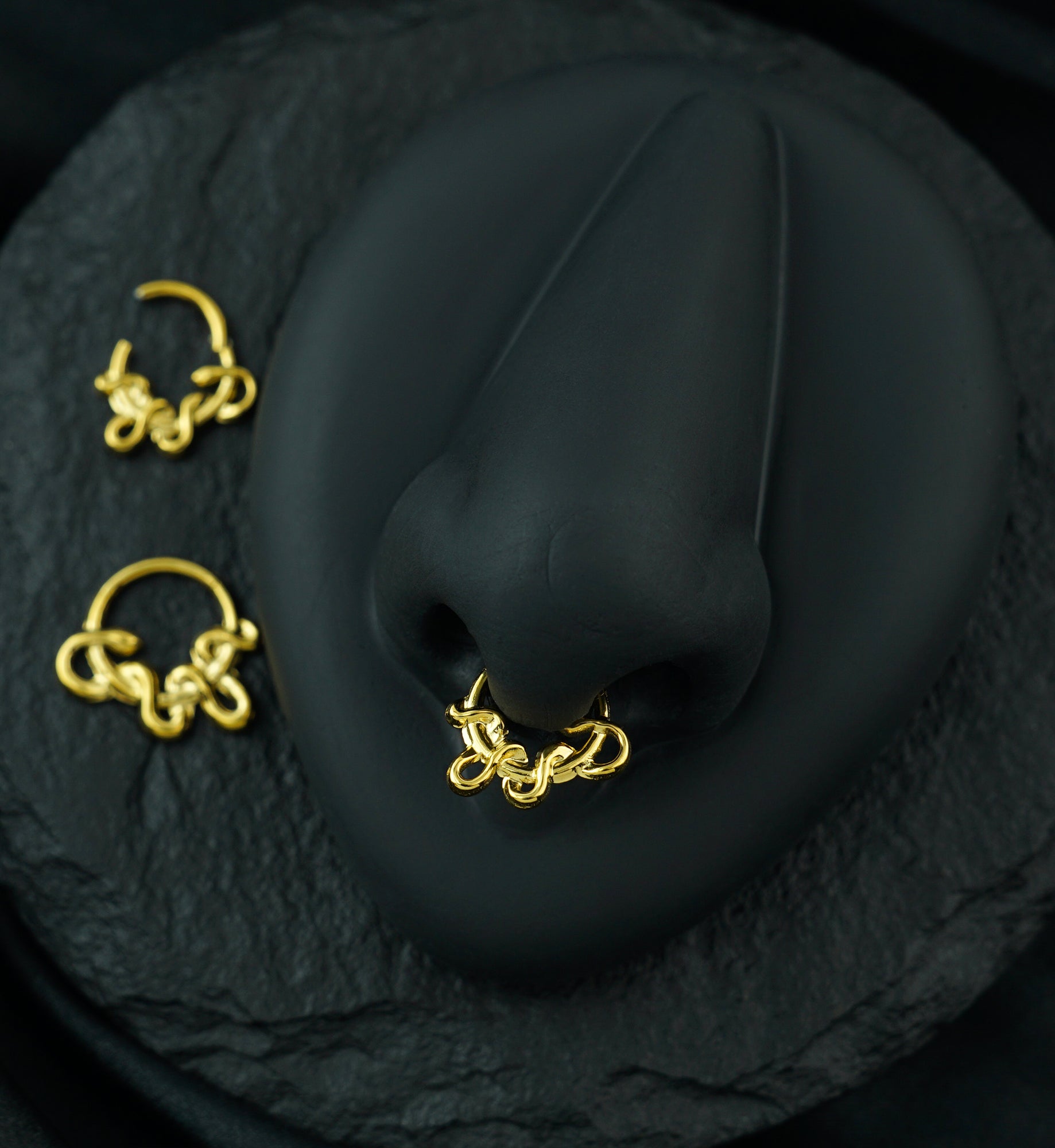 Gold PVD Squiggle Snake Stainless Steel Hinged Segment Ring