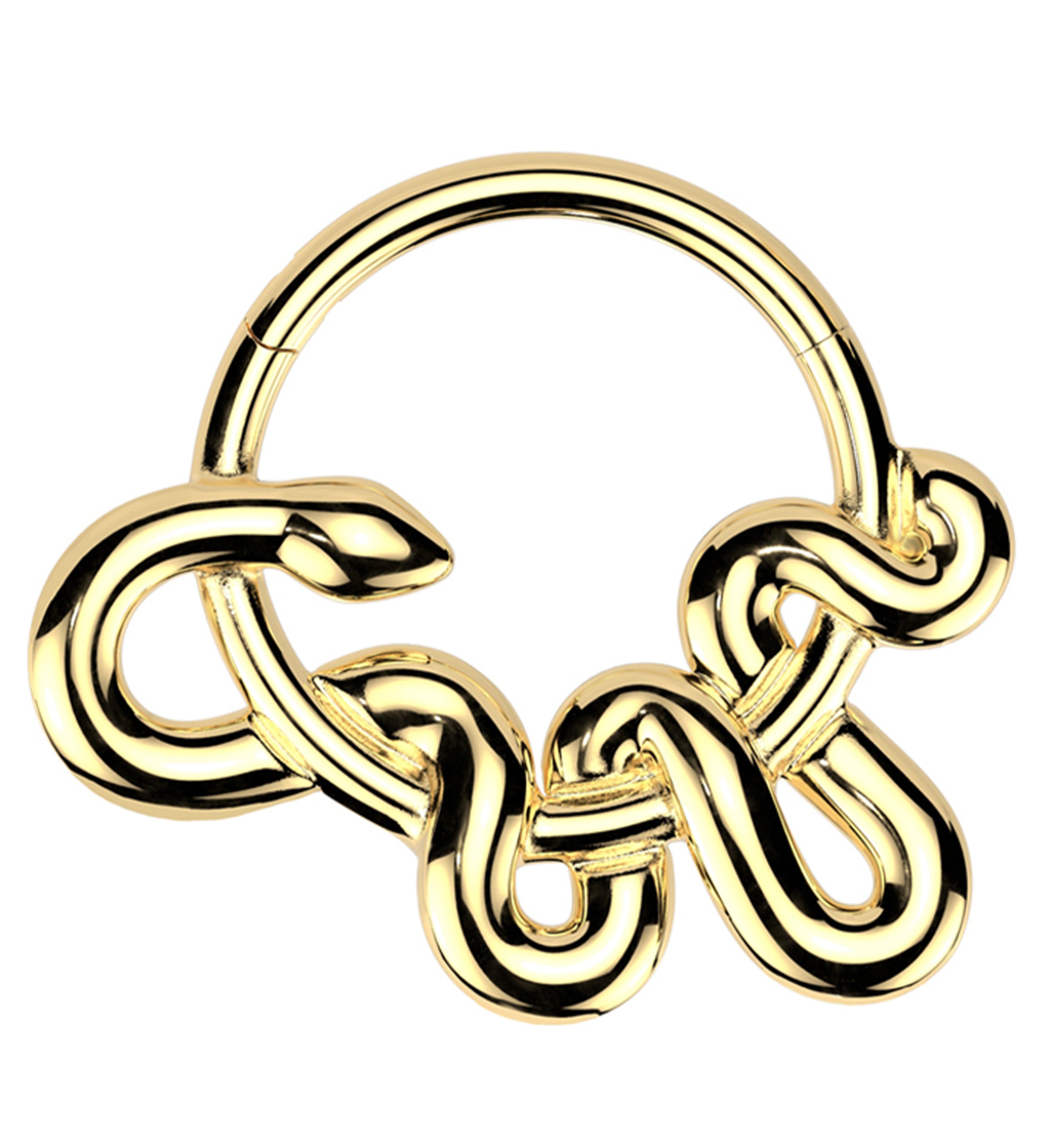 Gold PVD Squiggle Snake Stainless Steel Hinged Segment Ring