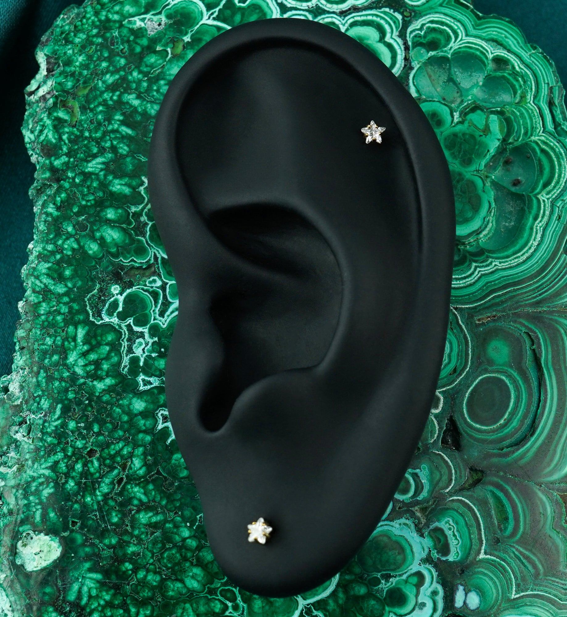 Gold PVD Star CZ Labret Post