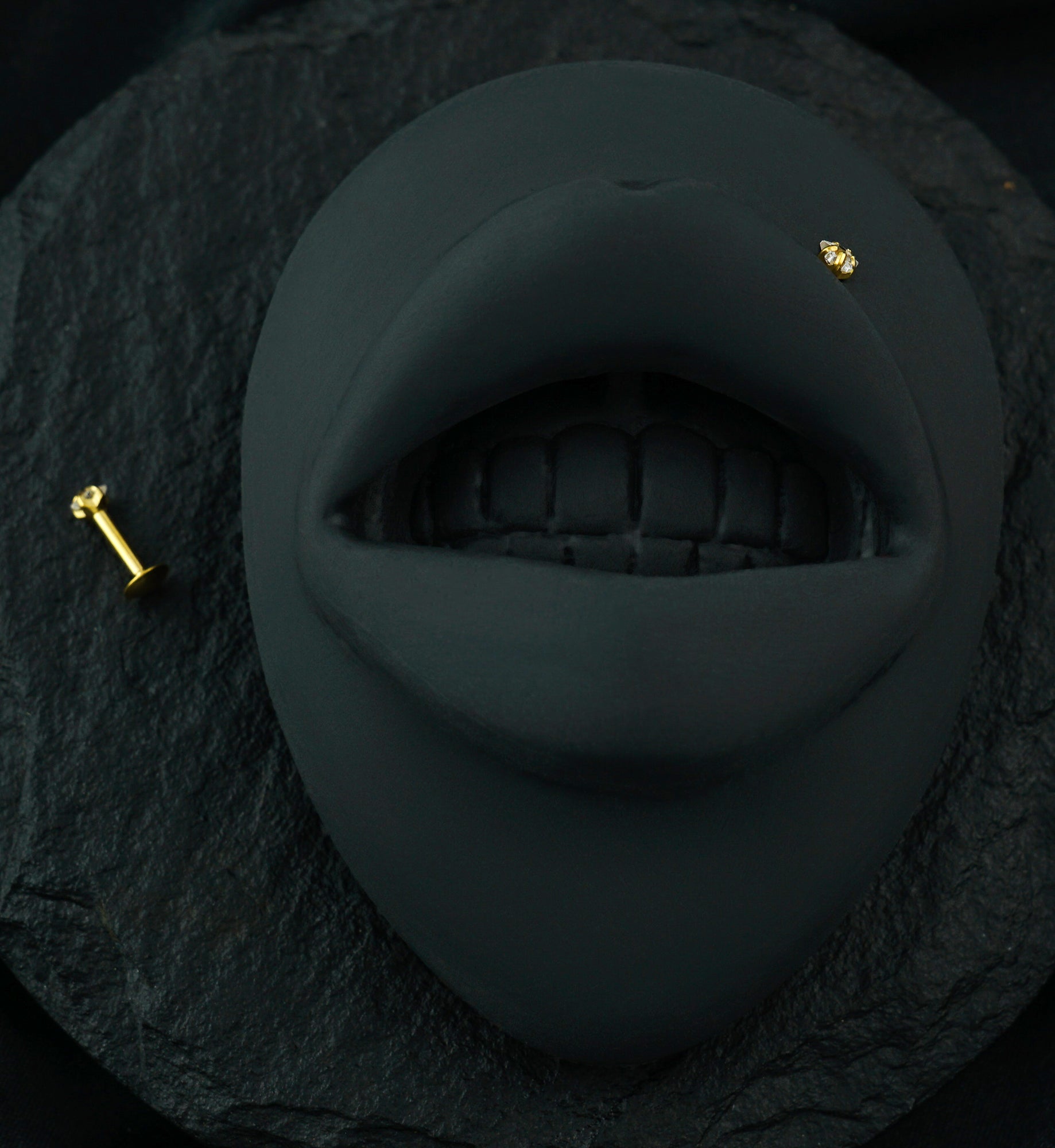 Gold PVD Star CZ Prong Internally Threaded Labret