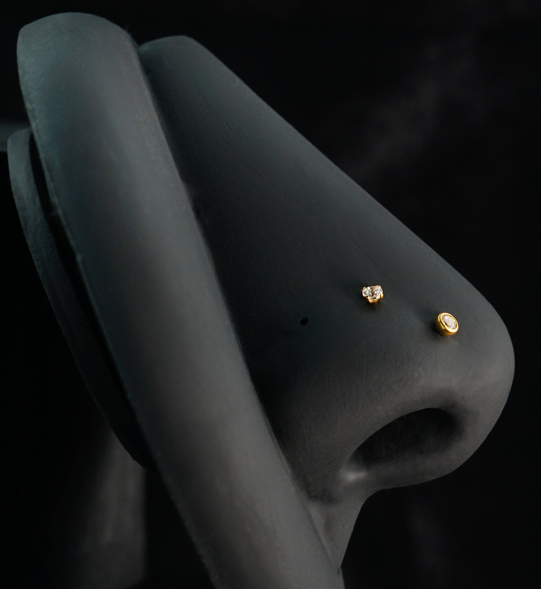 Gold PVD Star Flower Clear CZ Stainless Steel L Bend/Stud/Hoop Variety Pack (6 Pack)