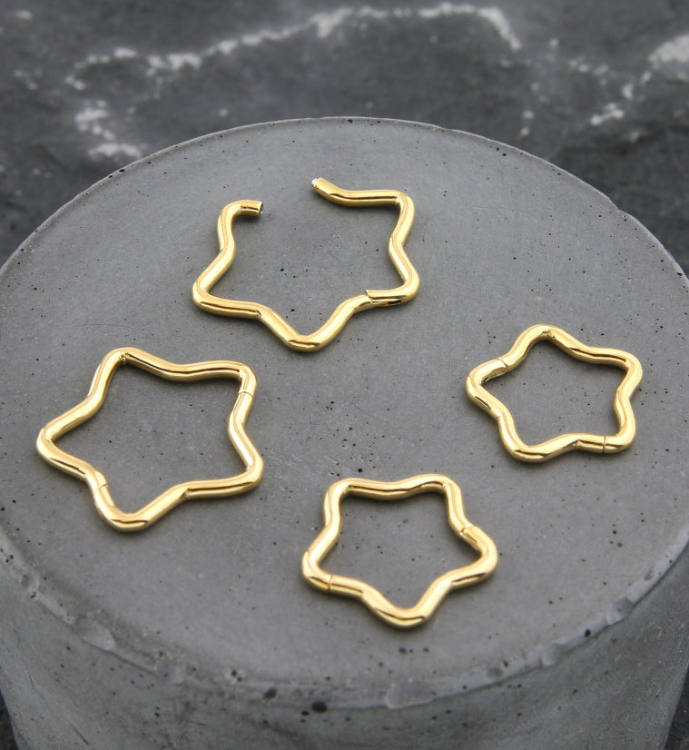 Gold PVD Star Titanium Hinged Segment Ring