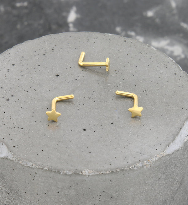 Gold PVD Star Top L Bend Titanium Nose Ring