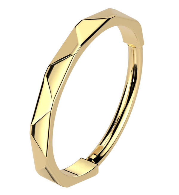 Gold PVD Thin Faceted Titanium Hinged Segment Ring