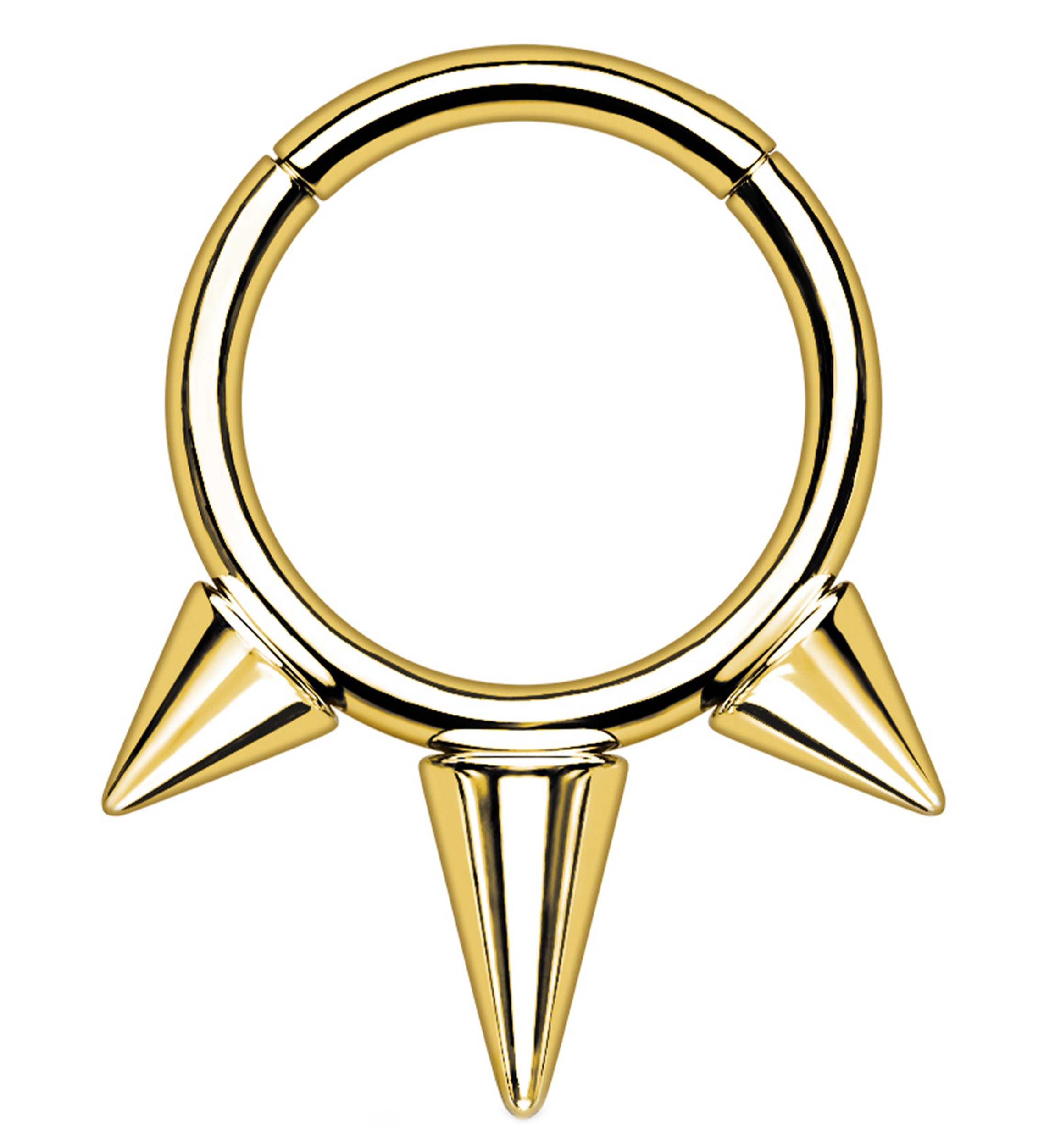 Gold PVD Titanium Hinged Spiked Segment Ring