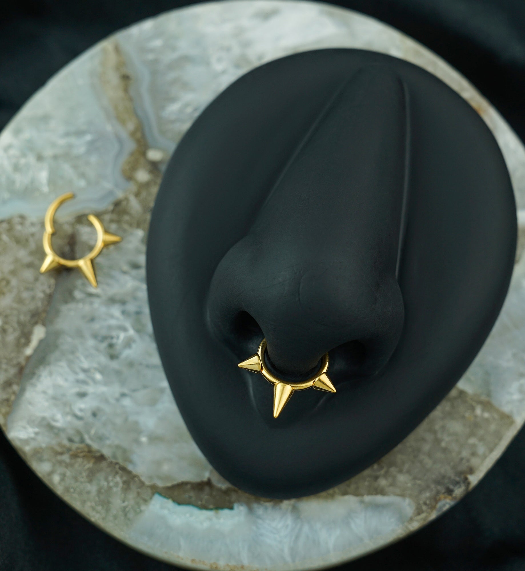 Gold PVD Titanium Hinged Spiked Segment Ring