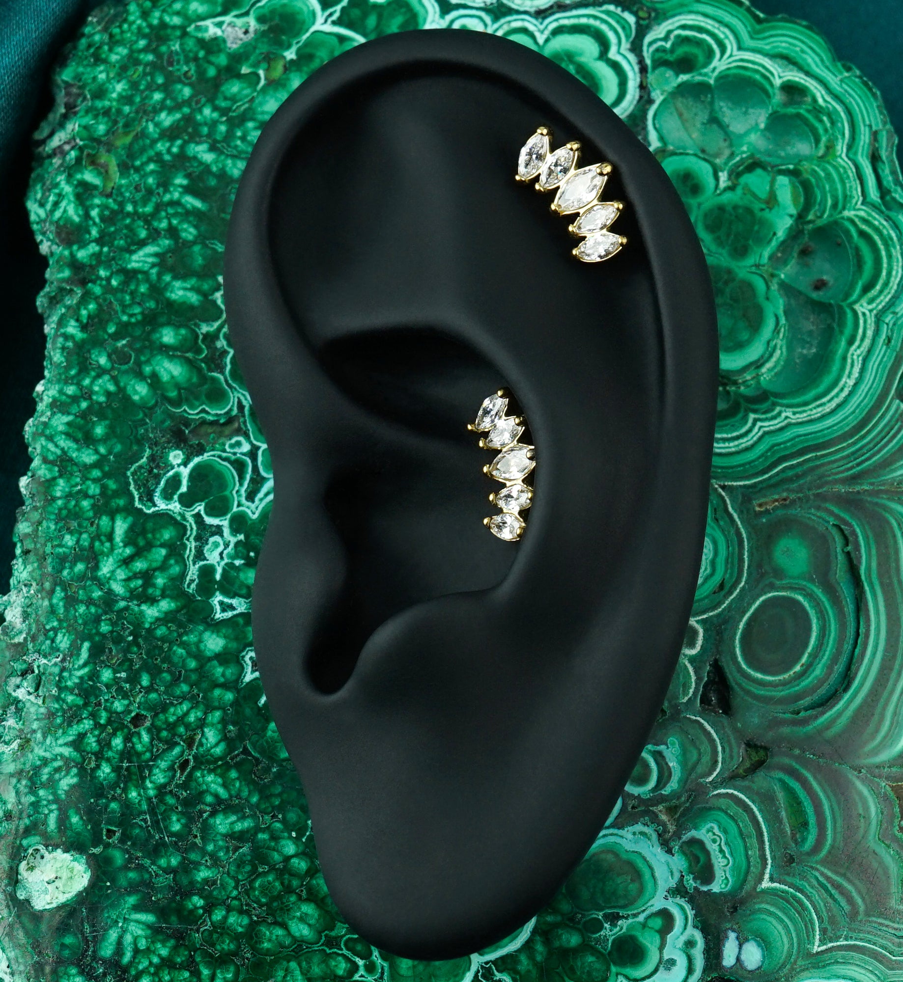 Gold PVD Track CZ Labret Post