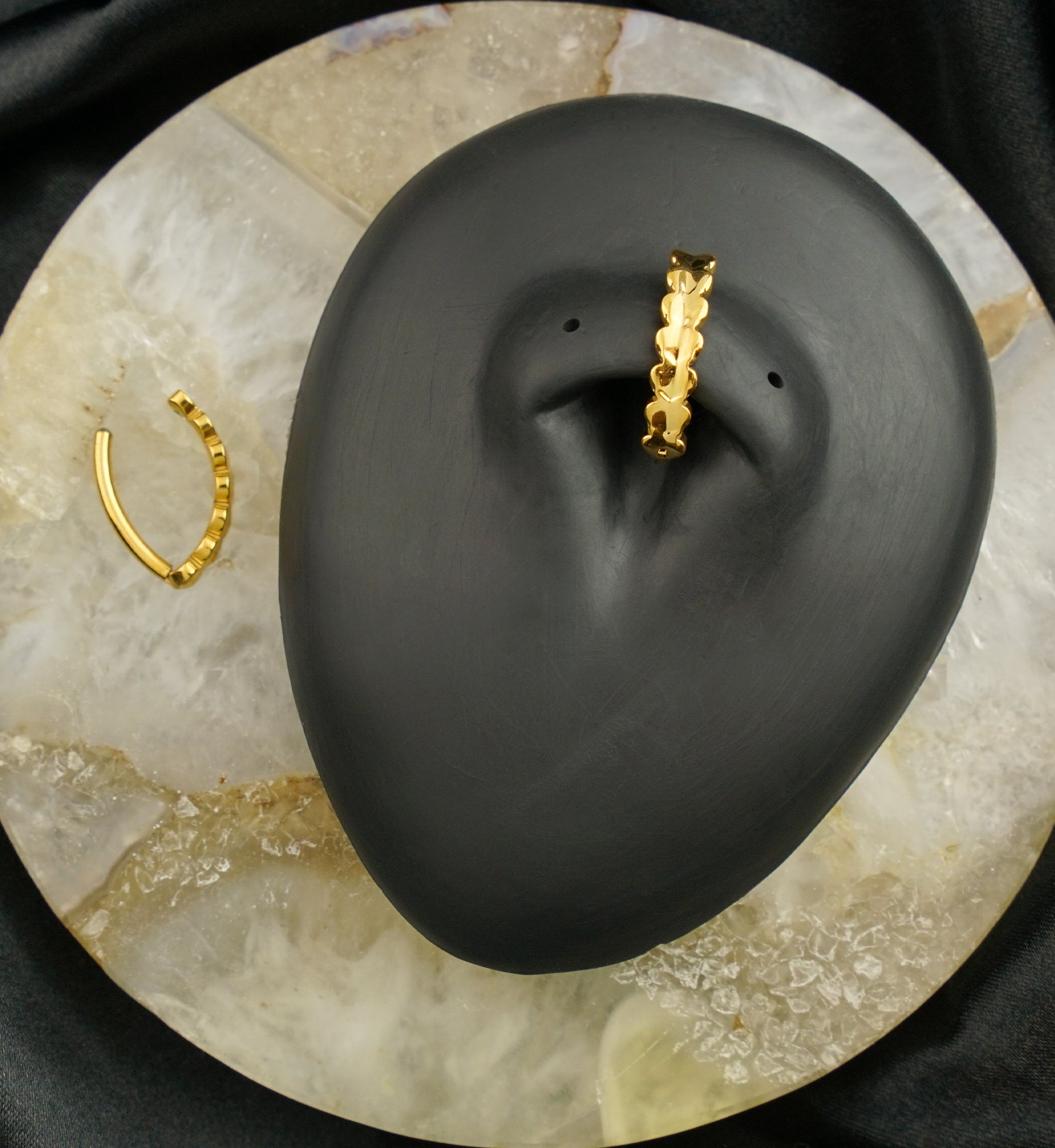 Gold PVD Trail Of Hearts Titanium Hinged Belly Button Ring