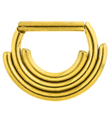 Gold PVD Triple Row D-Shaped Stainless Steel Hinged Segment Ring