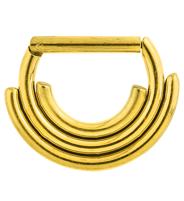 Gold PVD Triple Row D-Shaped Stainless Steel Hinged Segment Ring