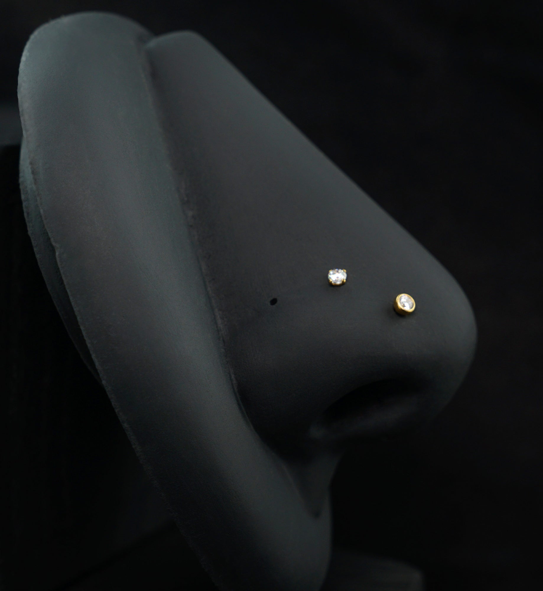 Gold PVD Twilight Dangle Clear CZ Stainless Steel L Bend/Stud/Hoop Variety Pack (6 Pack)