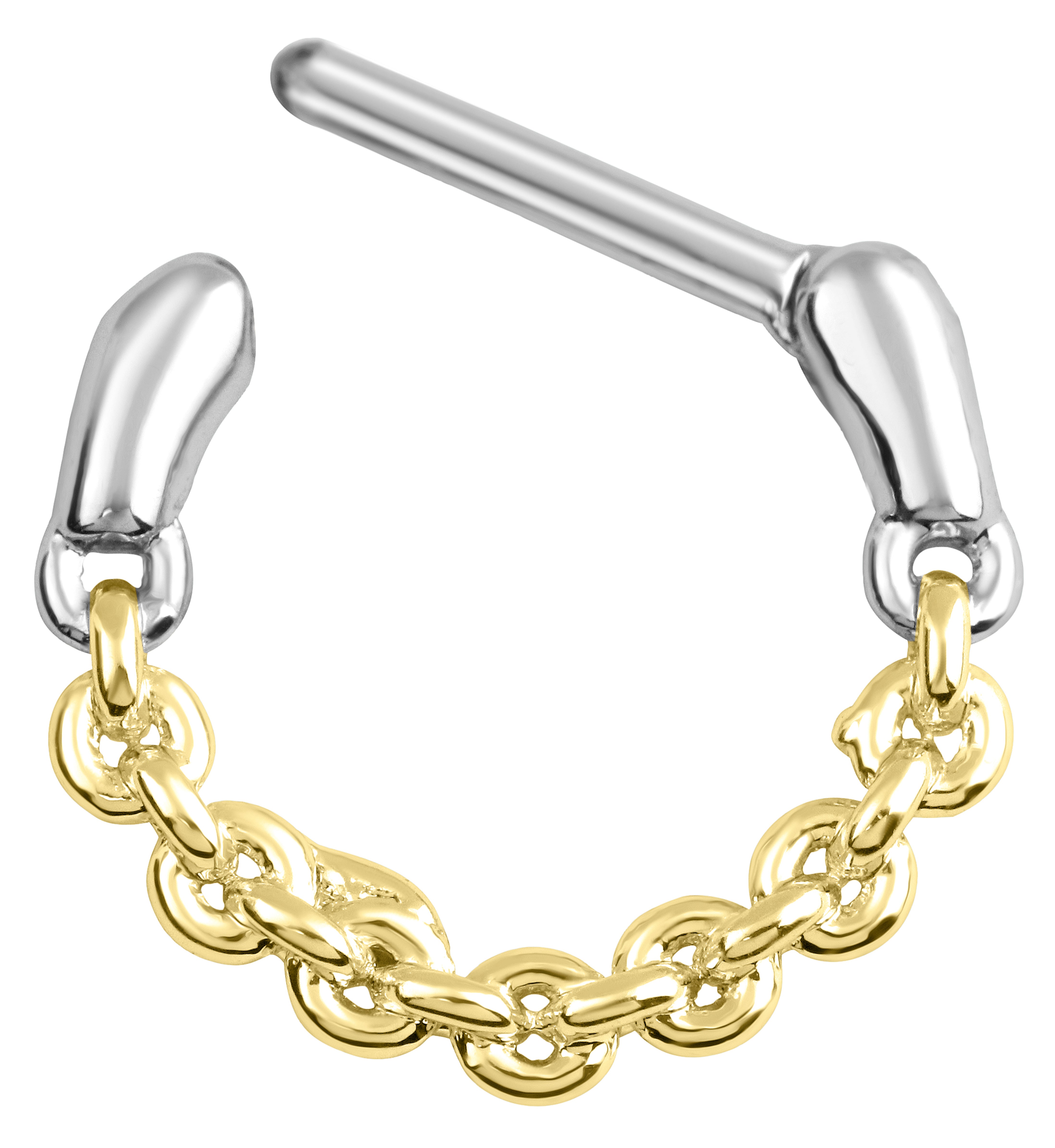 Gold PVD Two Tone Chain Link Stainless Steel Straight Hinged Segment Ring