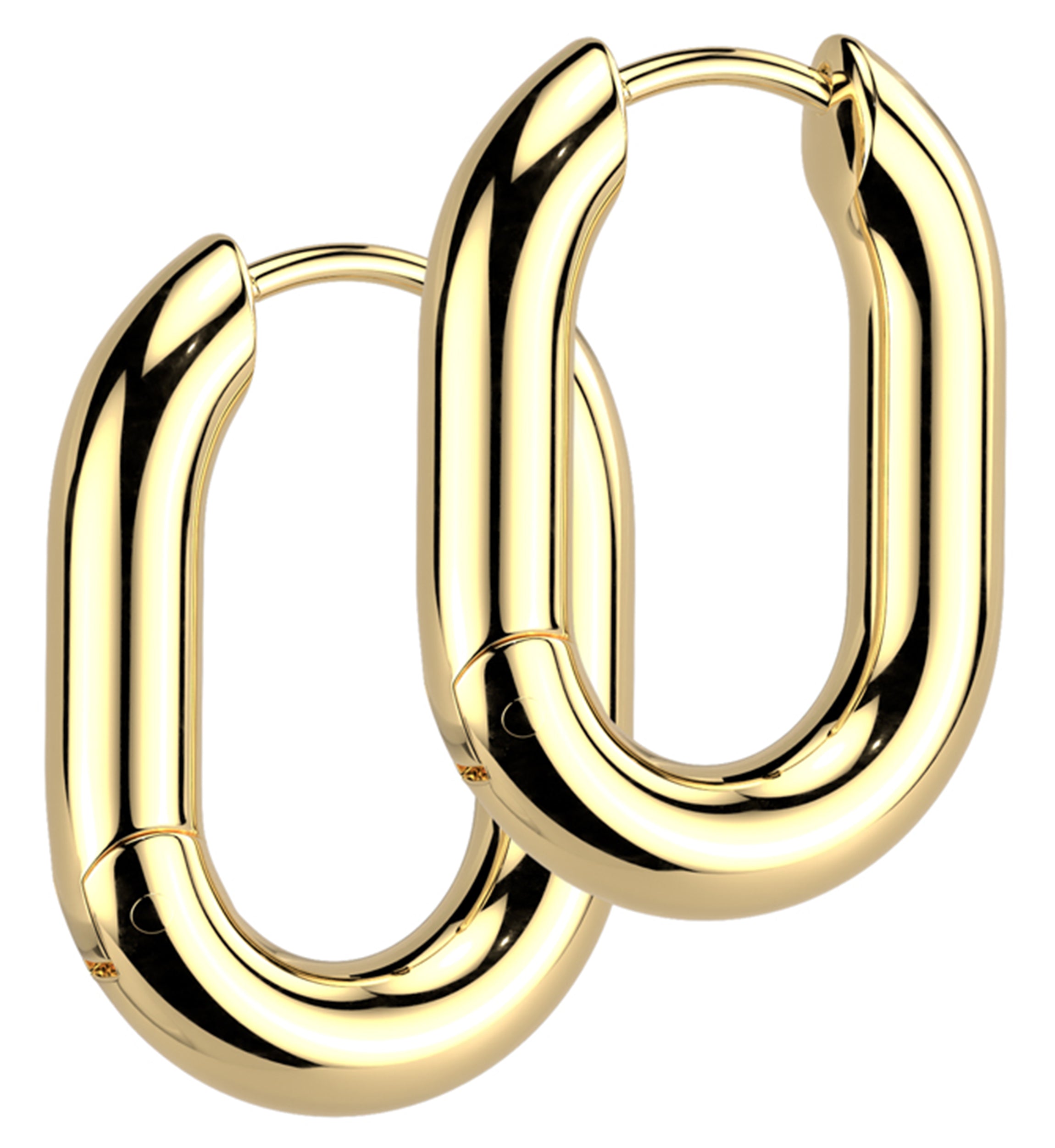 Gold PVD U-Shape Stainless Steel Hinged Hoop Huggie Earrings