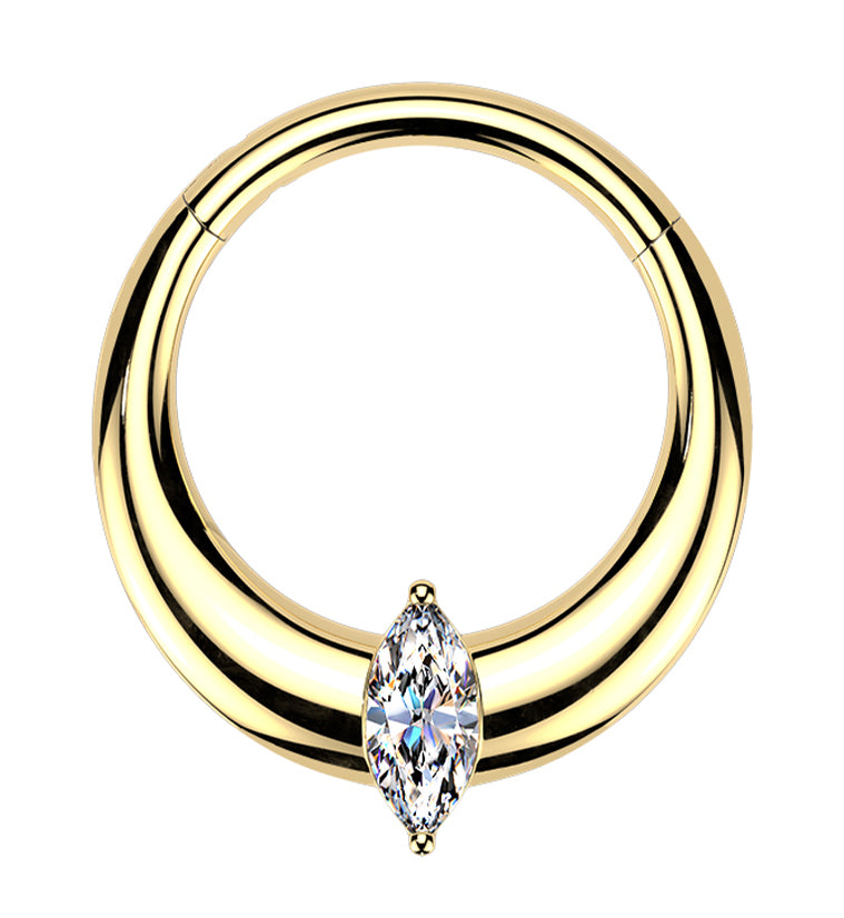 Gold PVD Vast Marquise CZ Titanium Hinged Segment Ring