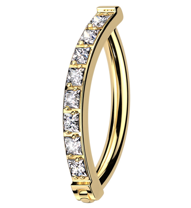 Segment Rig Gold PVD Vertical Clear CZ Titanium Hinged Segment Ring ...