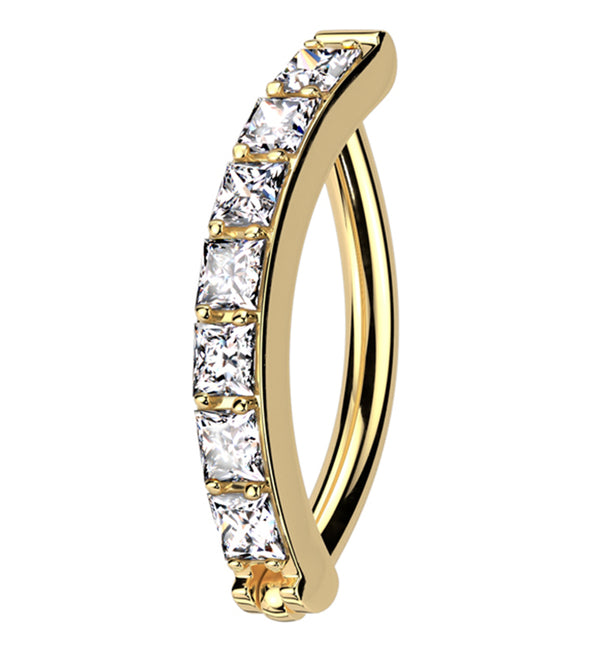 Gold PVD Vertical Clear CZ Titanium Hinged Segment Ring