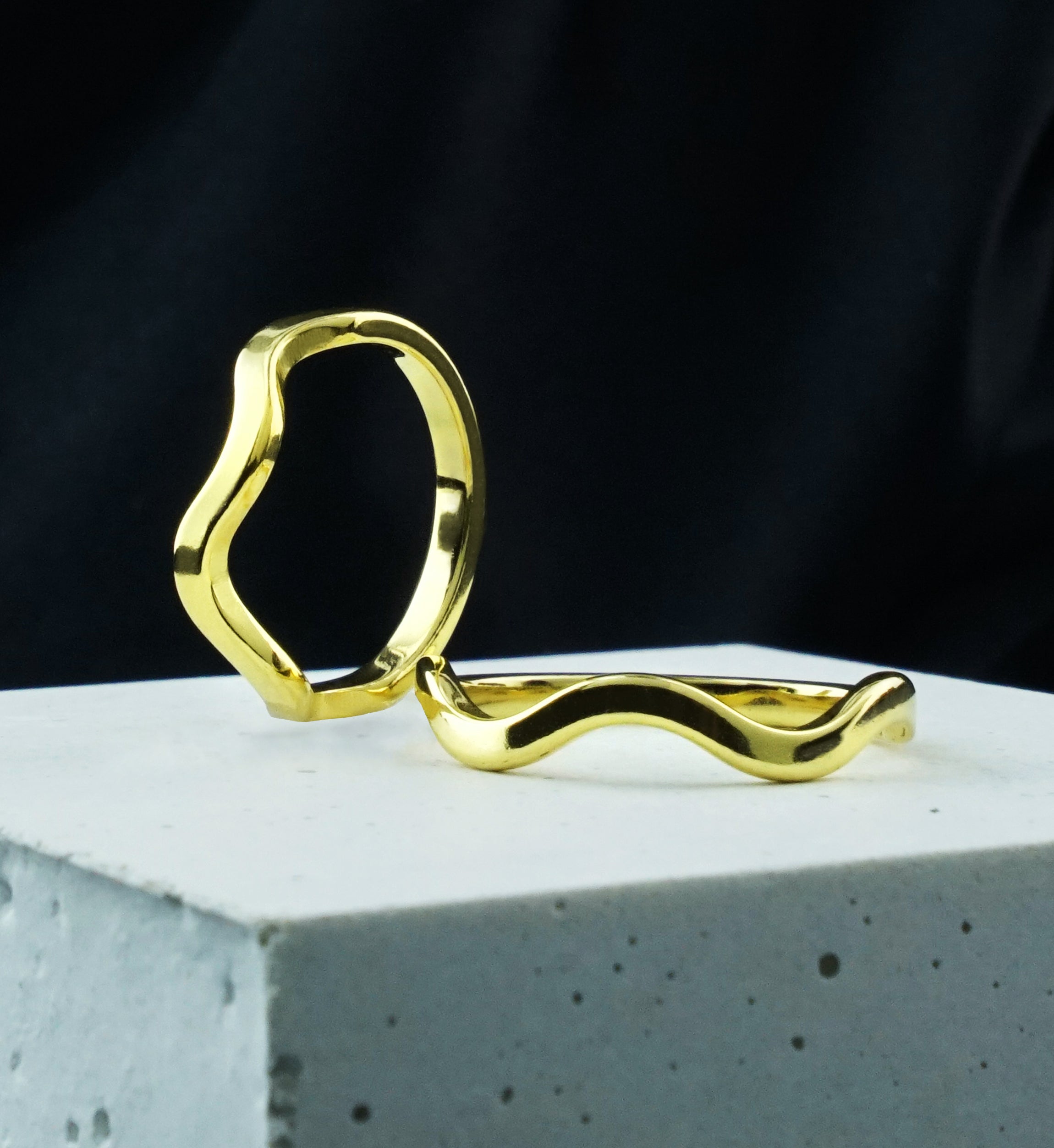 Gold PVD Wavy Stackable Stainless Steel Ring