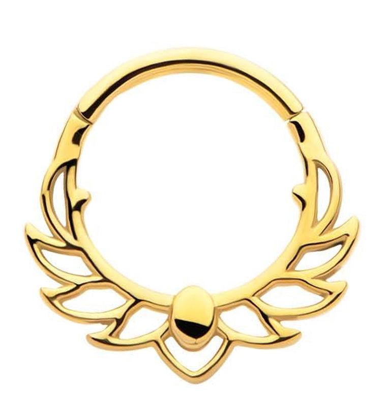 Gold PVD Wingspan Stainless Steel Hinged Segment Ring