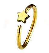 20G Star Gold PVD Steel Nose Ring Hoop