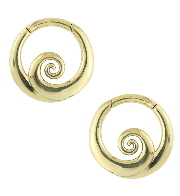 Swirl Brass Hinged Ear Weights