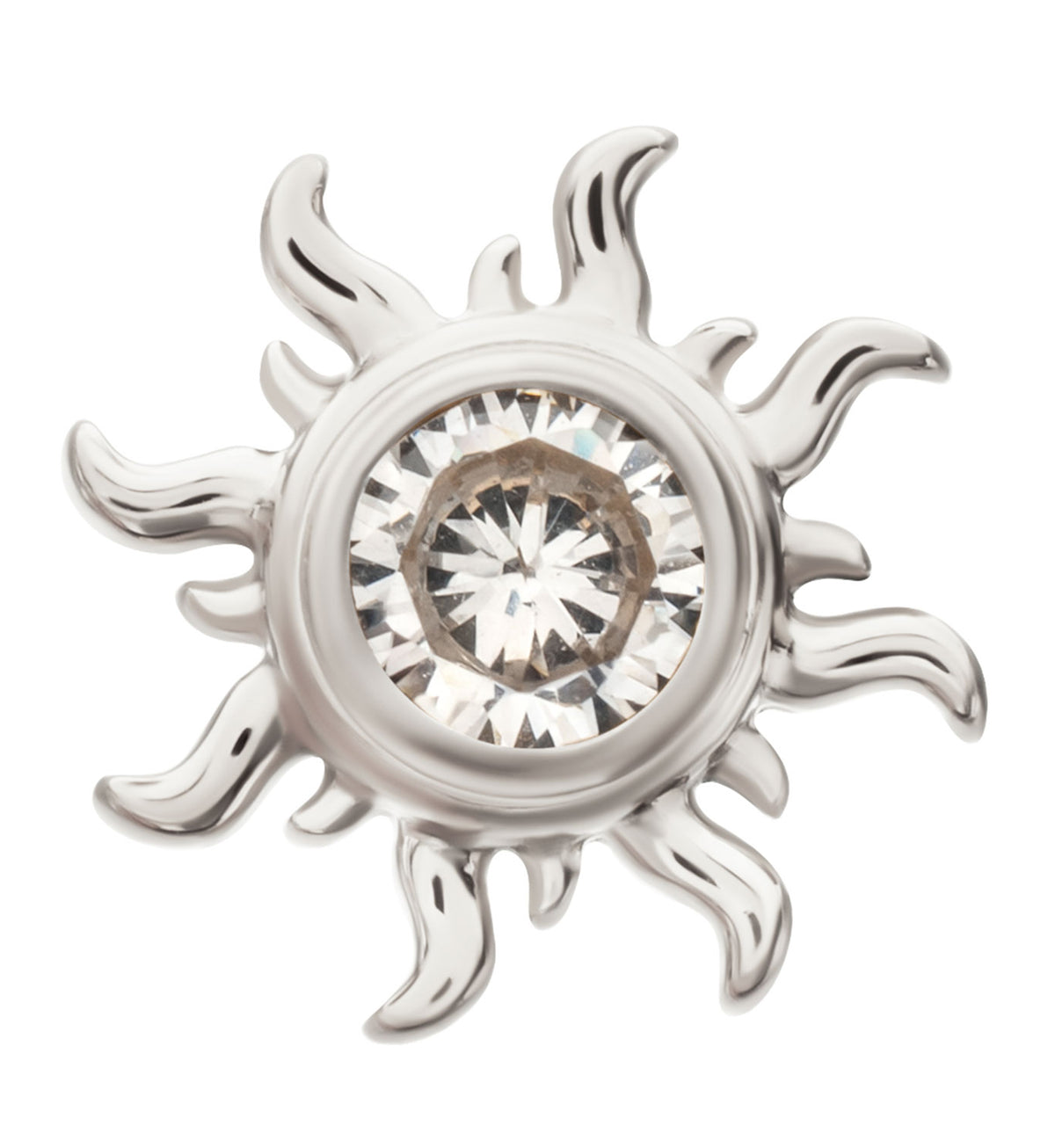 Gothic Sunray CZ Titanium Threadless Top