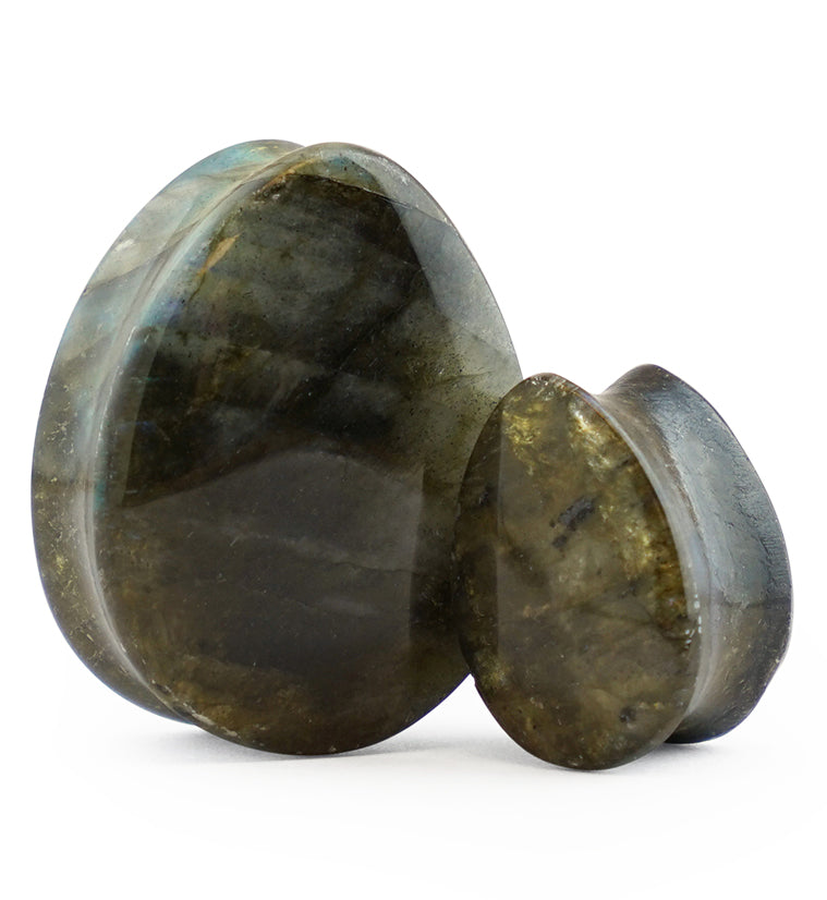 Grade B Labradorite Teardrop Stone Plugs (Low Flash)