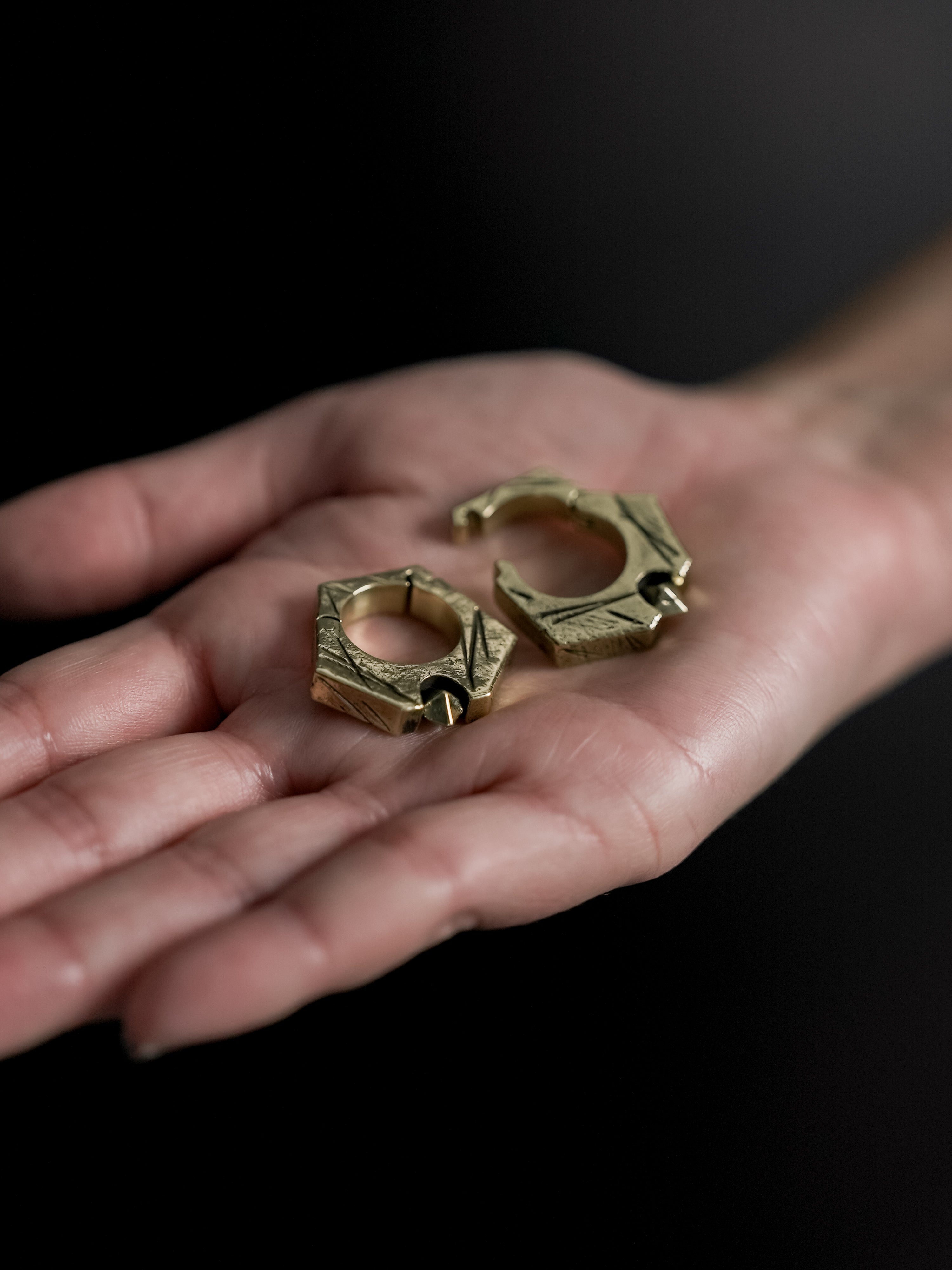 Graze Pentagon Brass Hinged Ear Weights