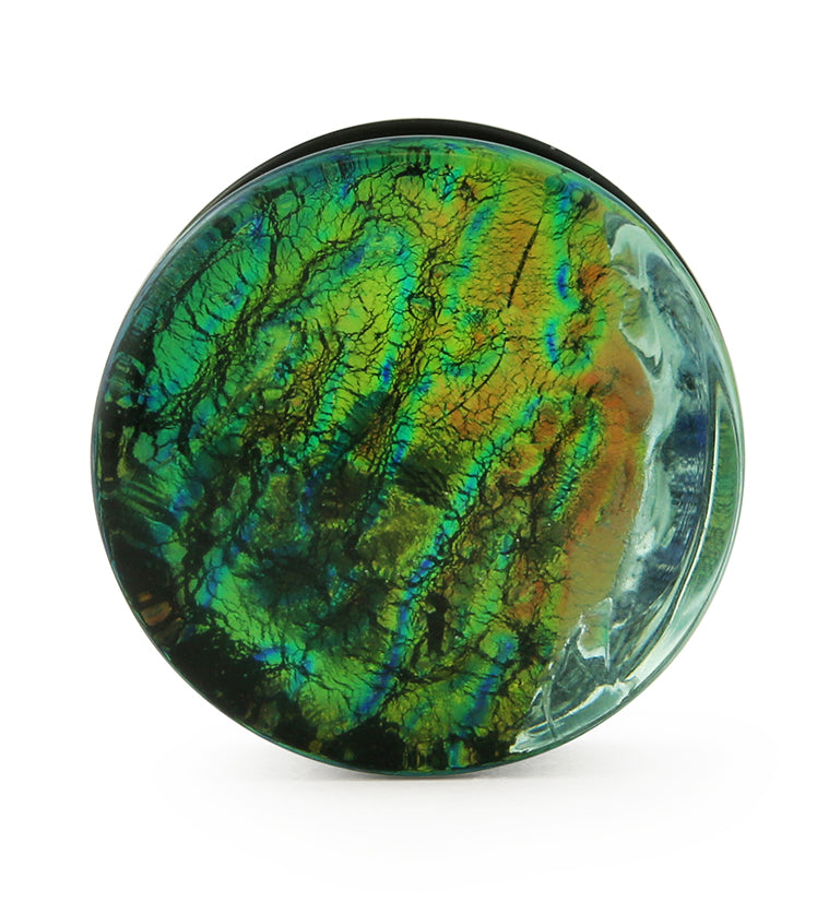 Green Dichroic Glass Plugs - Single Flare