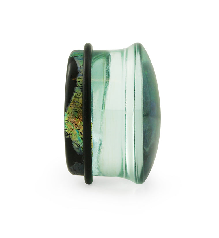 Green Dichroic Glass Plugs - Single Flare
