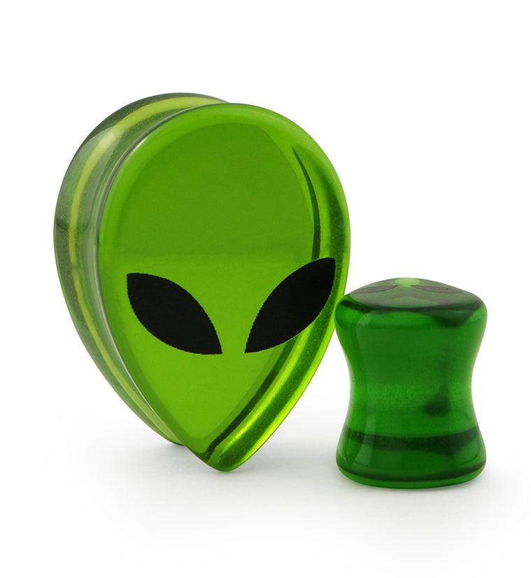 Green Alien Glass Reverse Teardrops