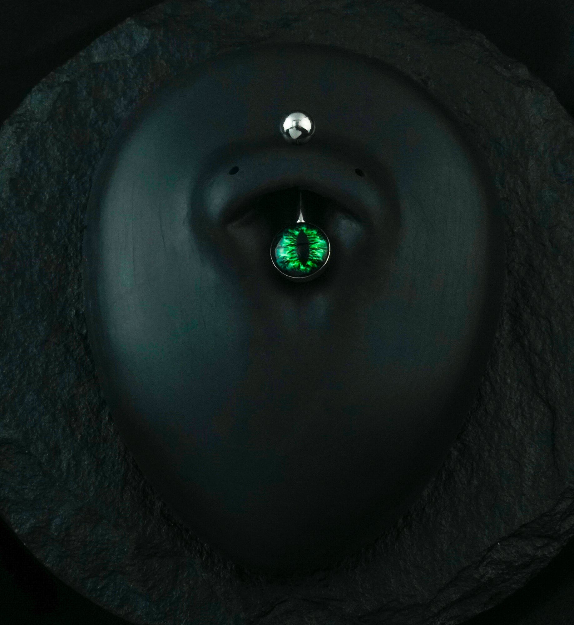 Green Cat's Eye Belly Button Ring
