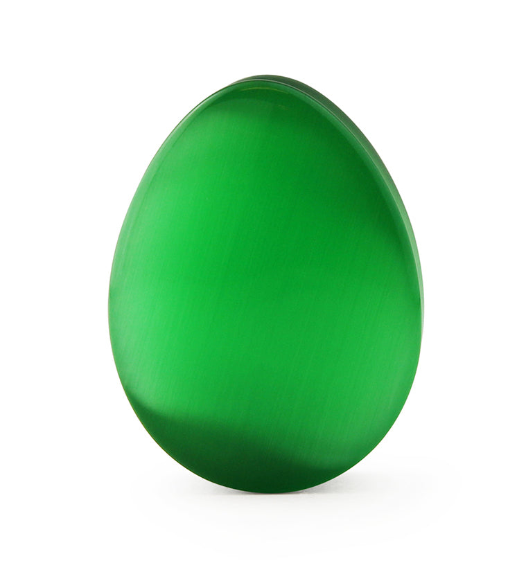 Green Cat's Eye Glass Teardrop Plugs