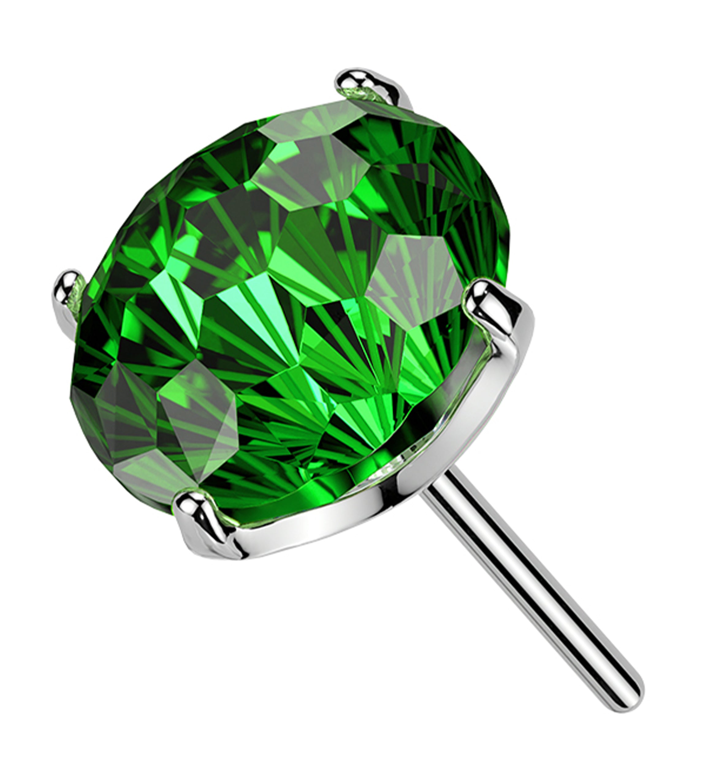 Green CZ Fireworks Cut Titanium Threadless Top