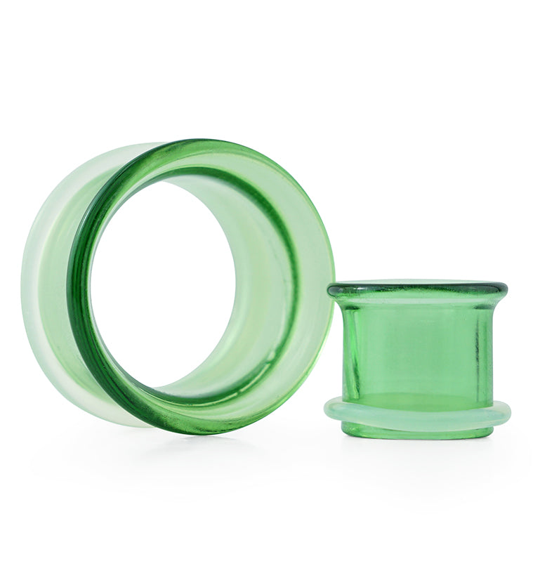 Green Glass Single Flare Tunnels