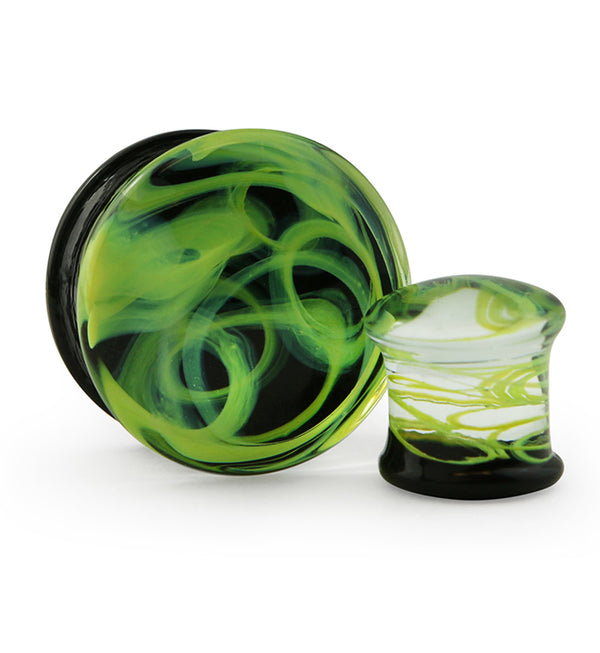 Green Haze Swirl Glass Plugs
