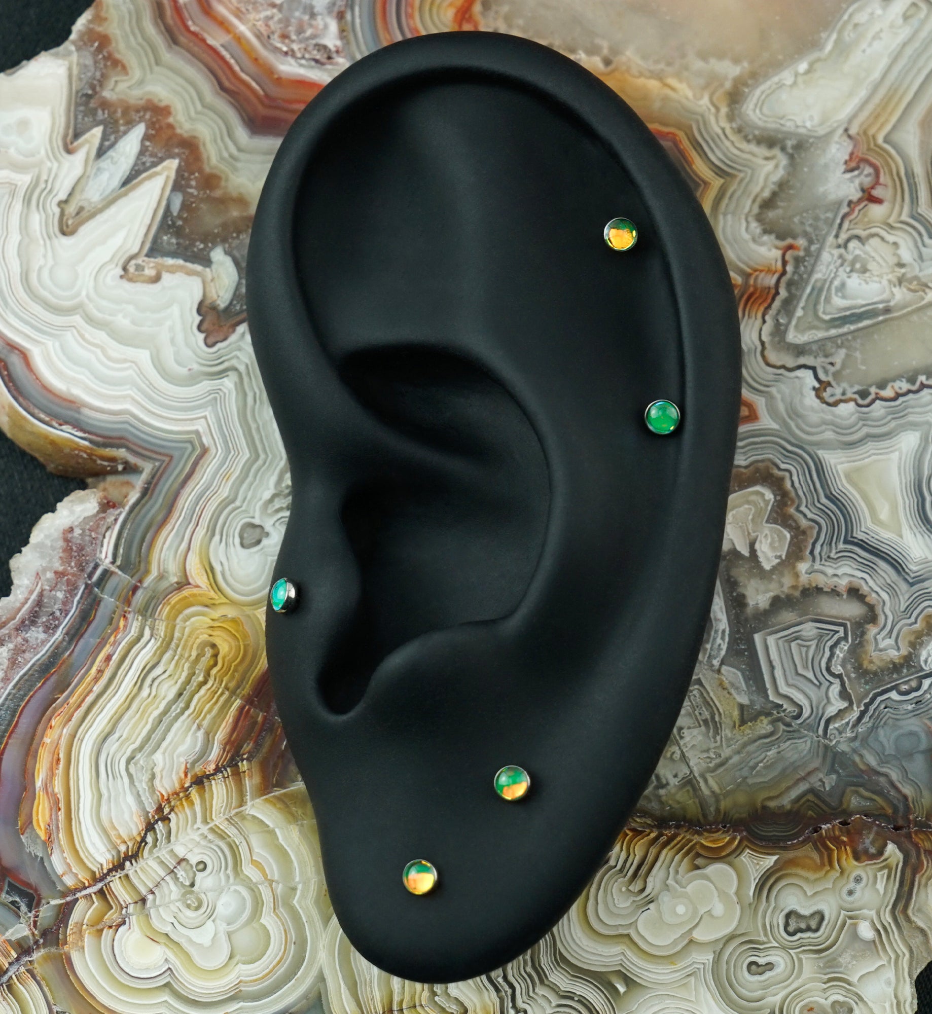 Green Iridescent Gem Titanium Threadless Top