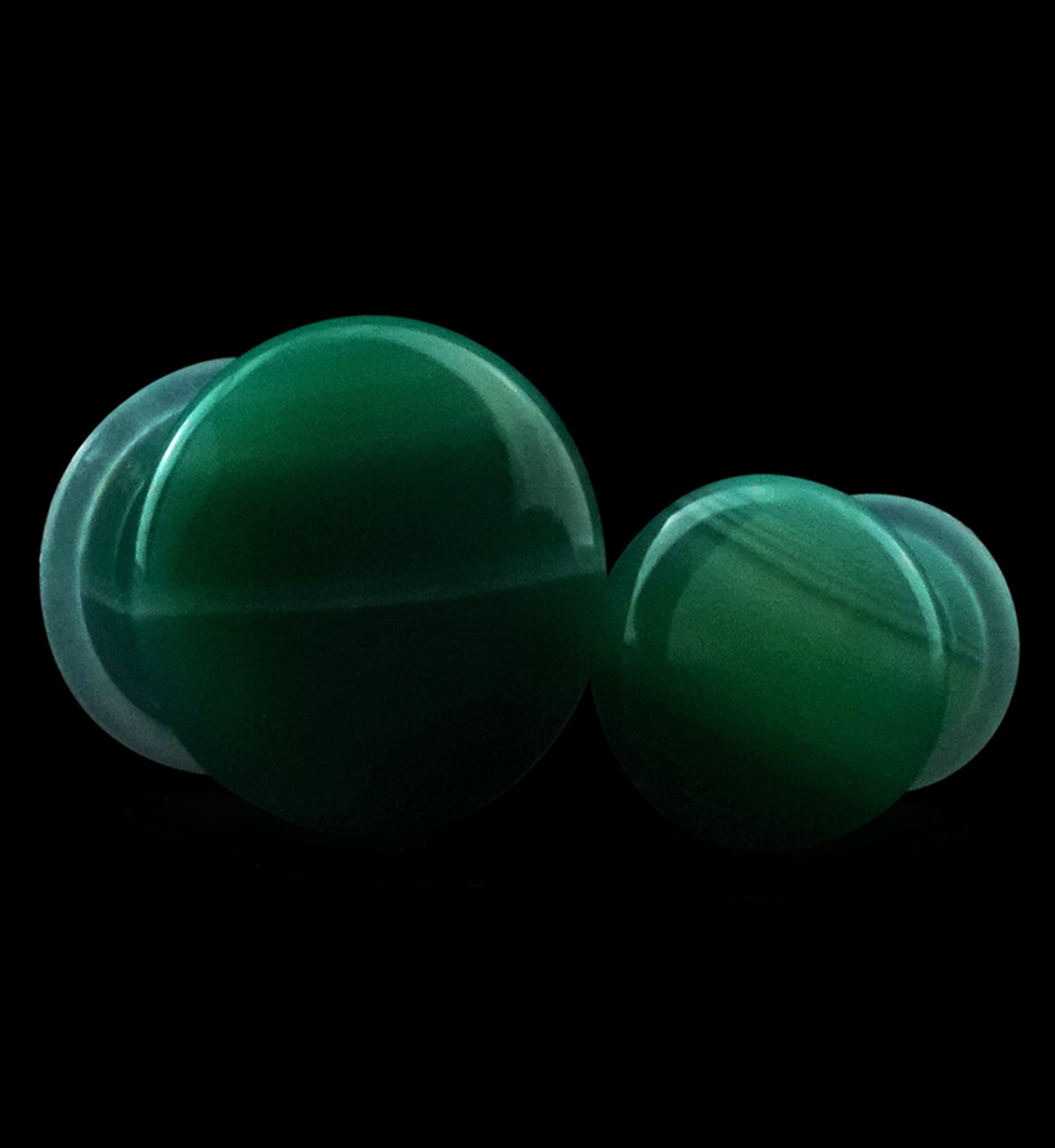 Green Line Agate Stone Plugs - Single Flare