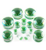 Green Oil Splash Glass Plugs (CLOSEOUT)
