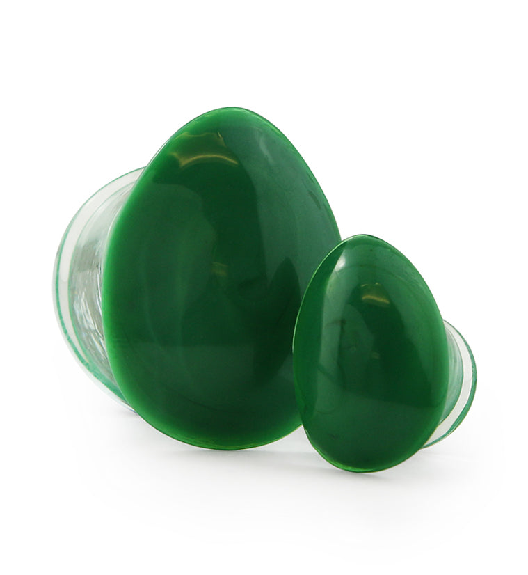Green Oval Glass Plugs