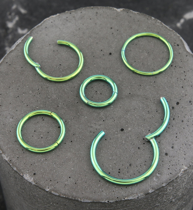 Green Plated Hinged Stainless Steel Segment Hoop Ring