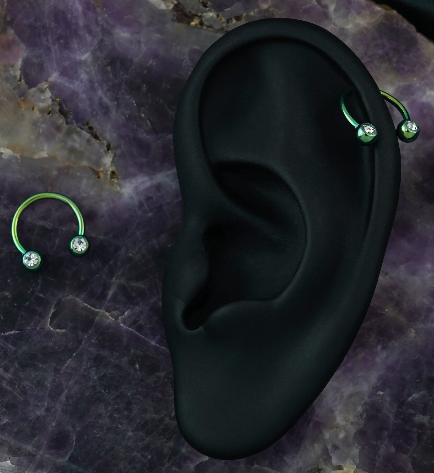 Green PVD CZ Circular Barbell