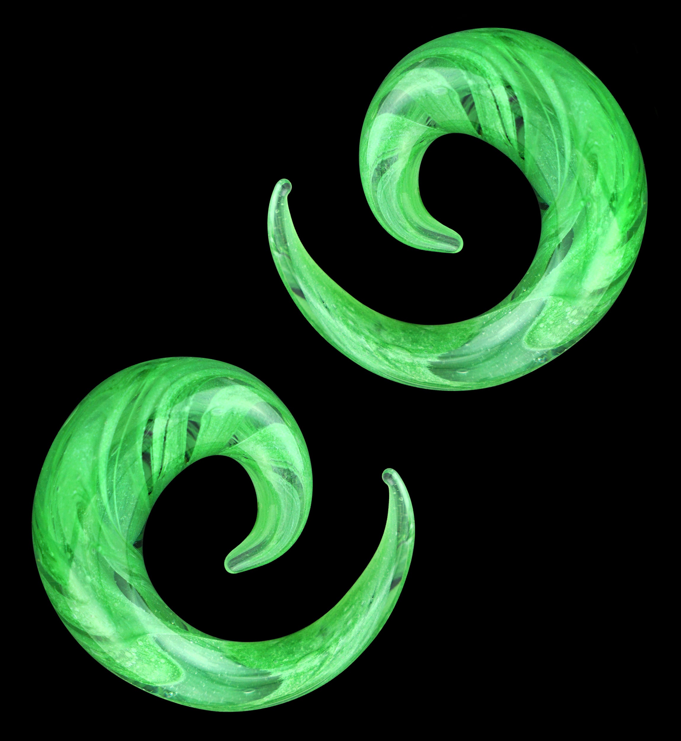 Green Swirl Glass Spirals