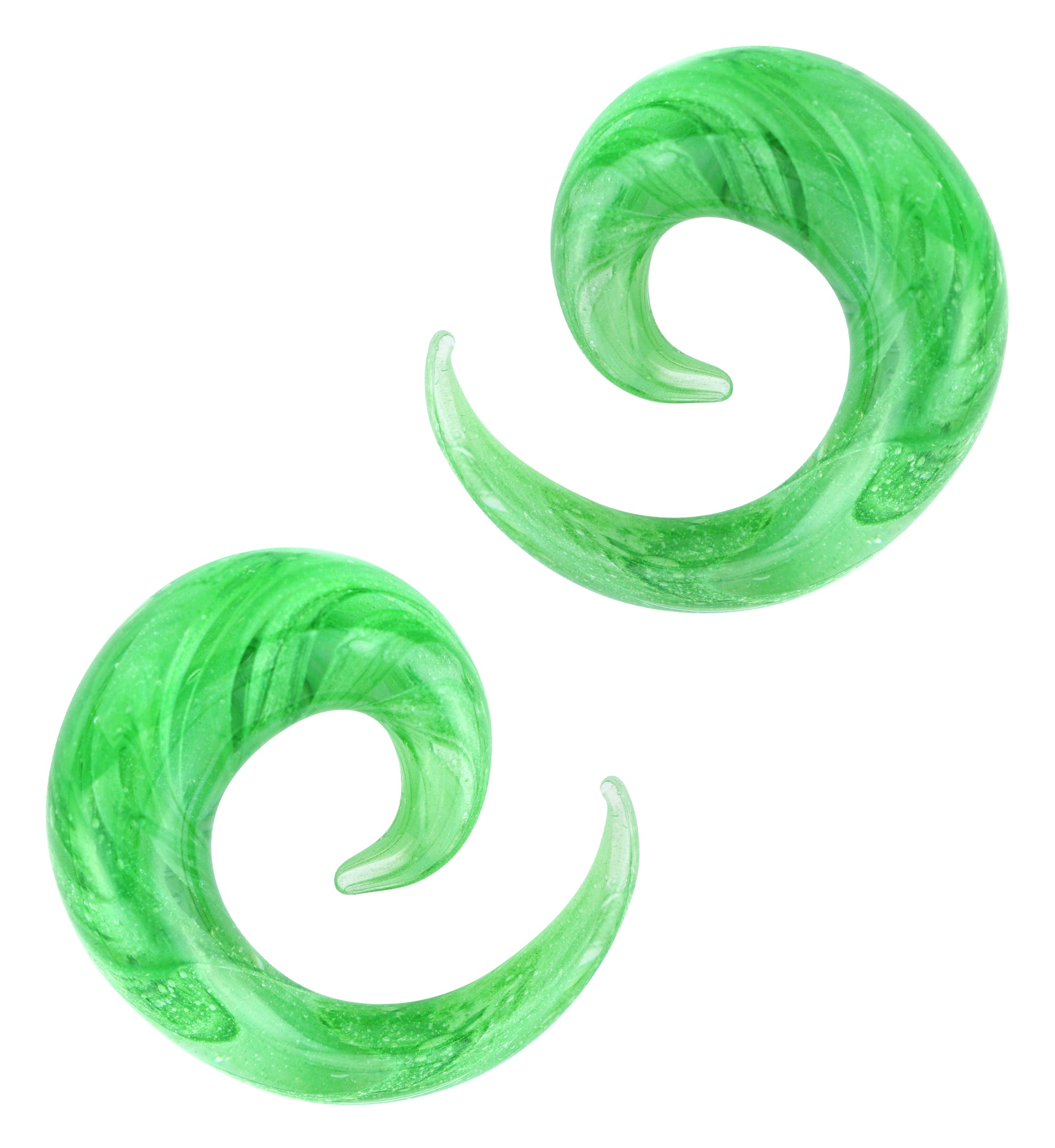 Green Swirl Glass Spirals