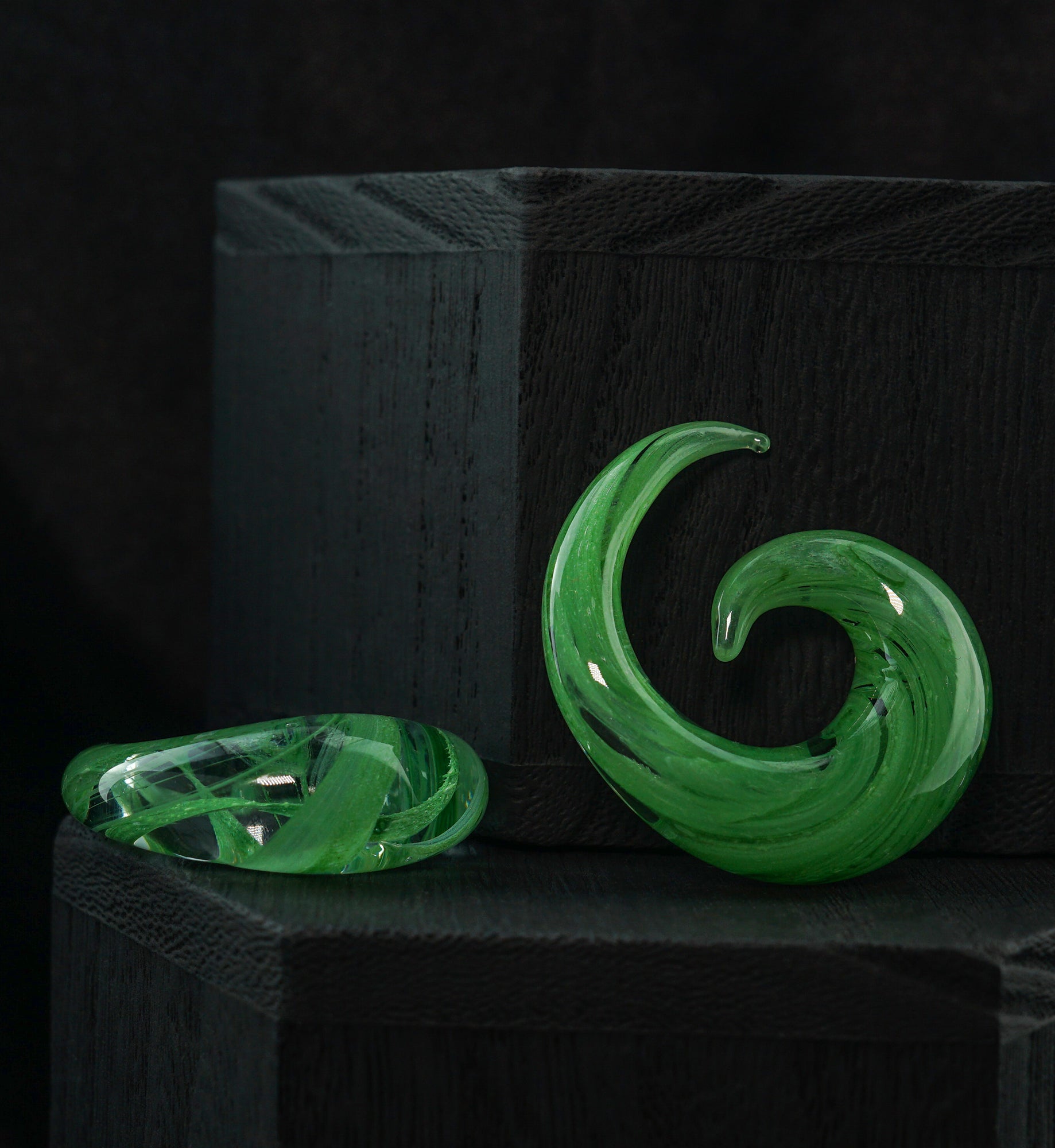Green Swirl Glass Spirals
