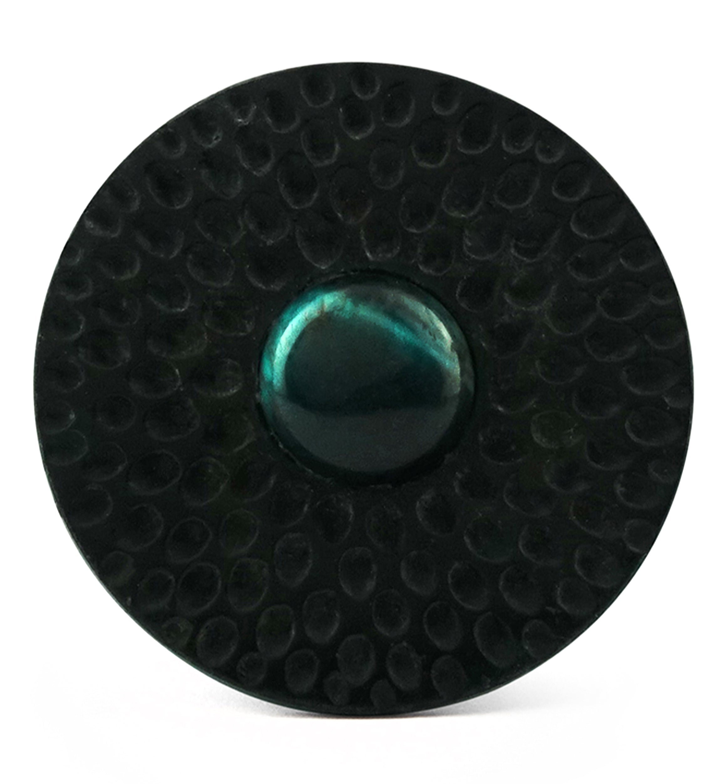 Hammered Green Tiger Eye Stone Areng Wood Mayan Flare Plugs