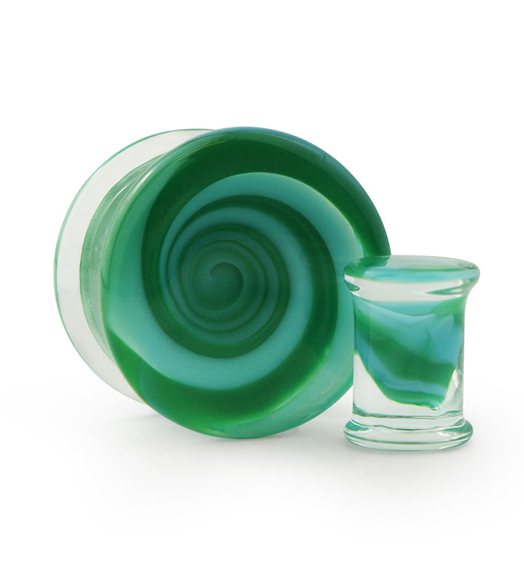Green Vortex Glass Plugs
