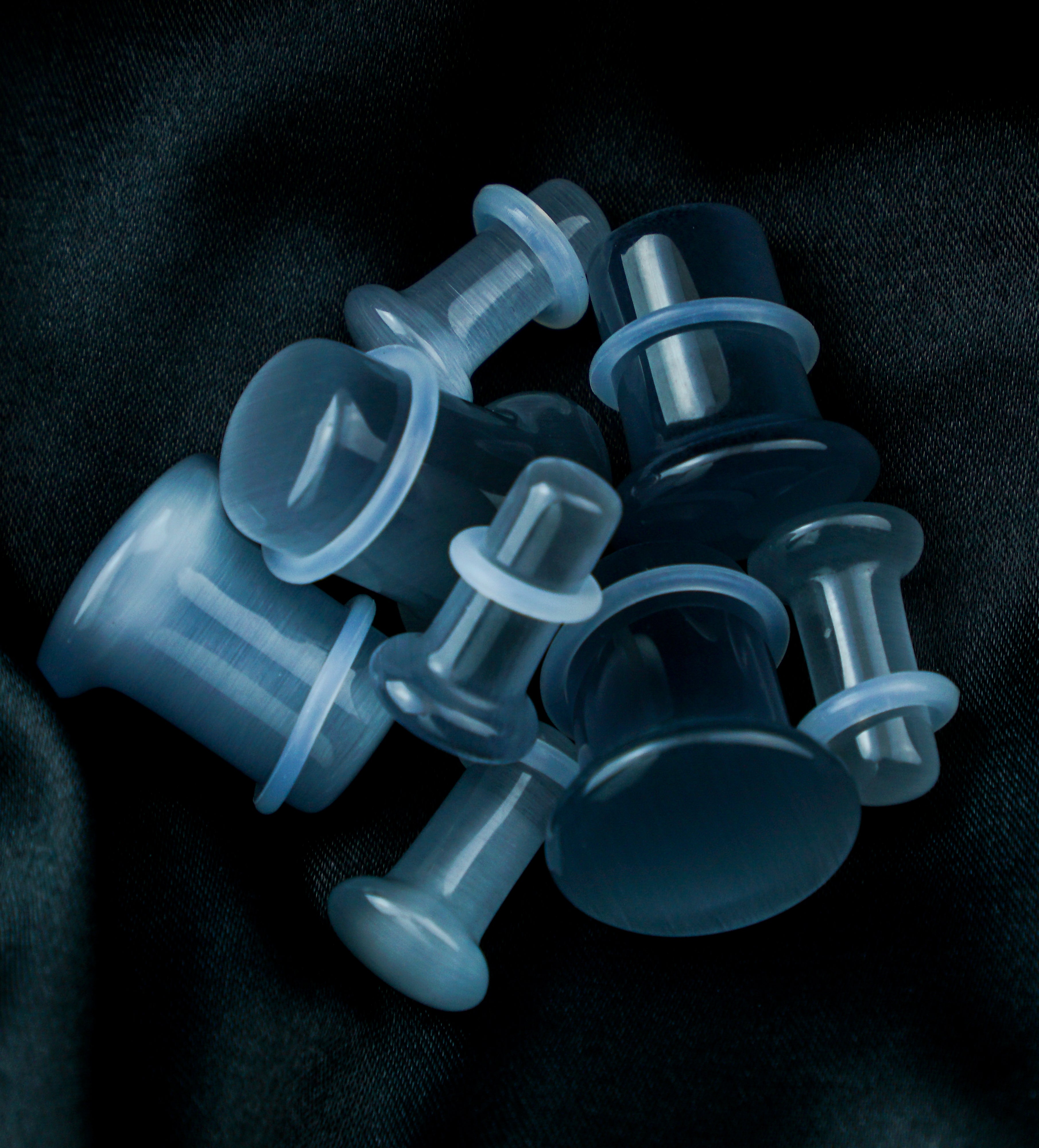 Grey Cat's Eye Glass Single Flare Plugs