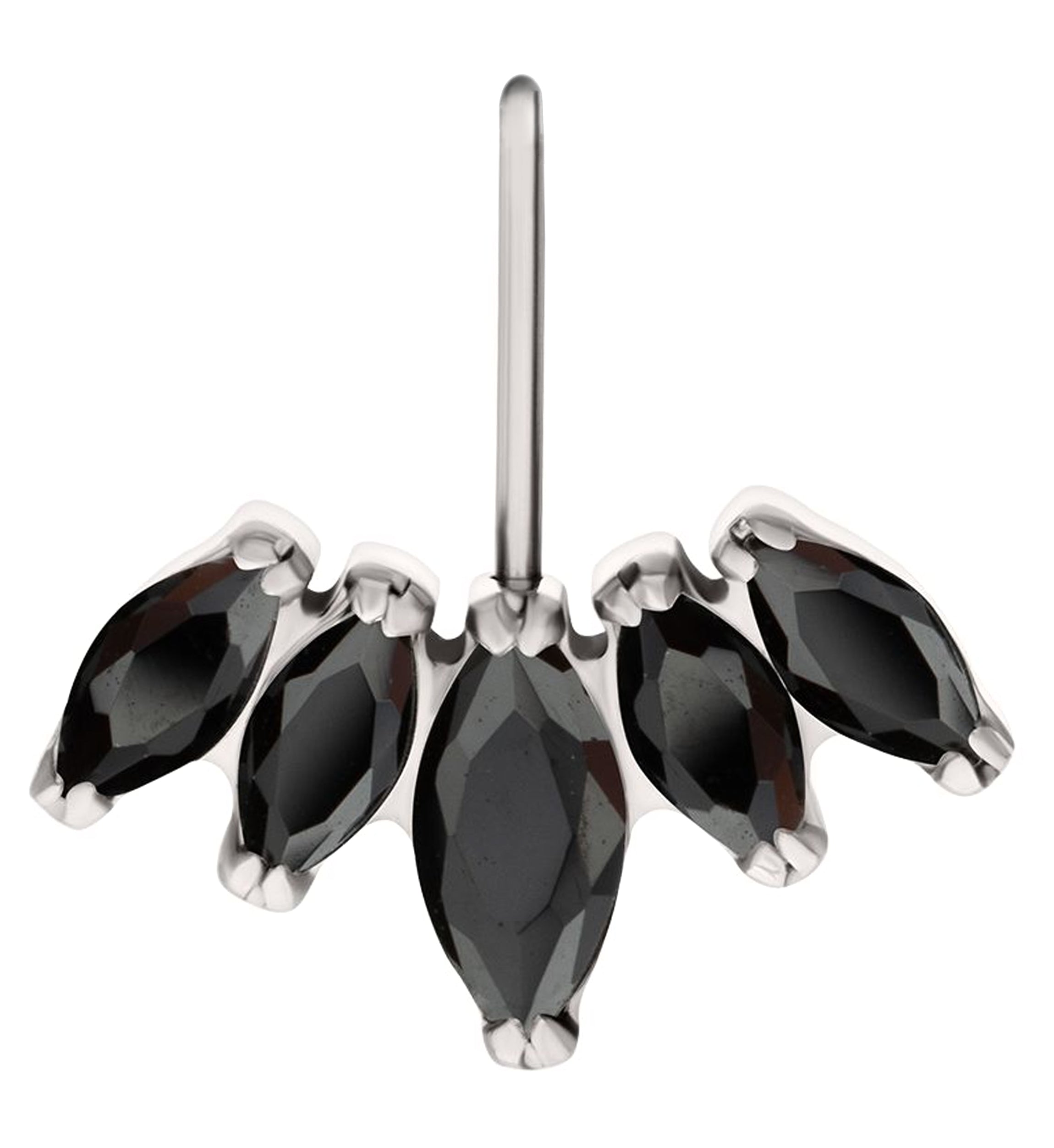 Half Crown Black CZ Vertical Titanium Threadless Top